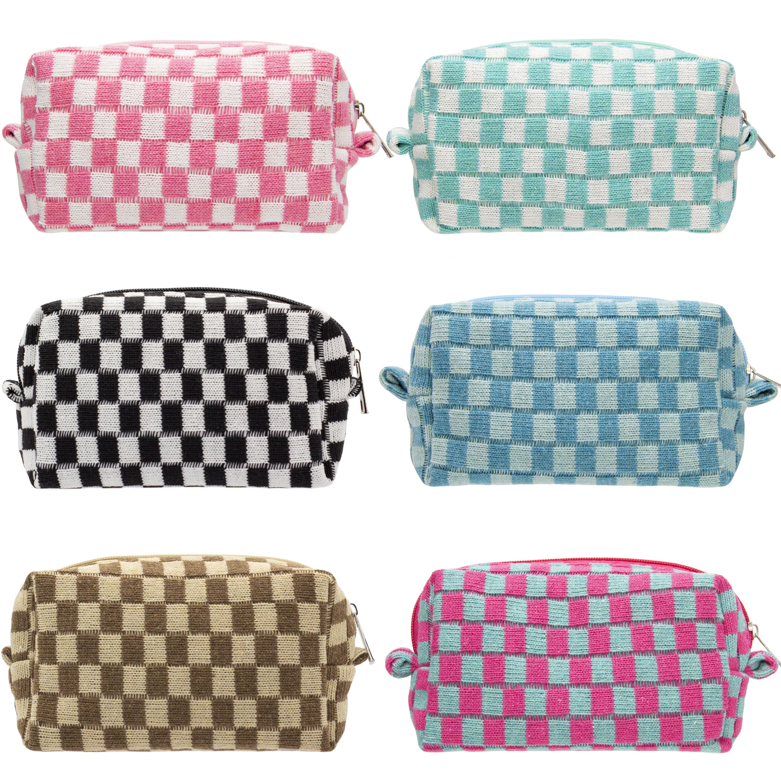 PAZIMIIK checkered makeup bag stand-up design keeps cosmetics accessible on the go.