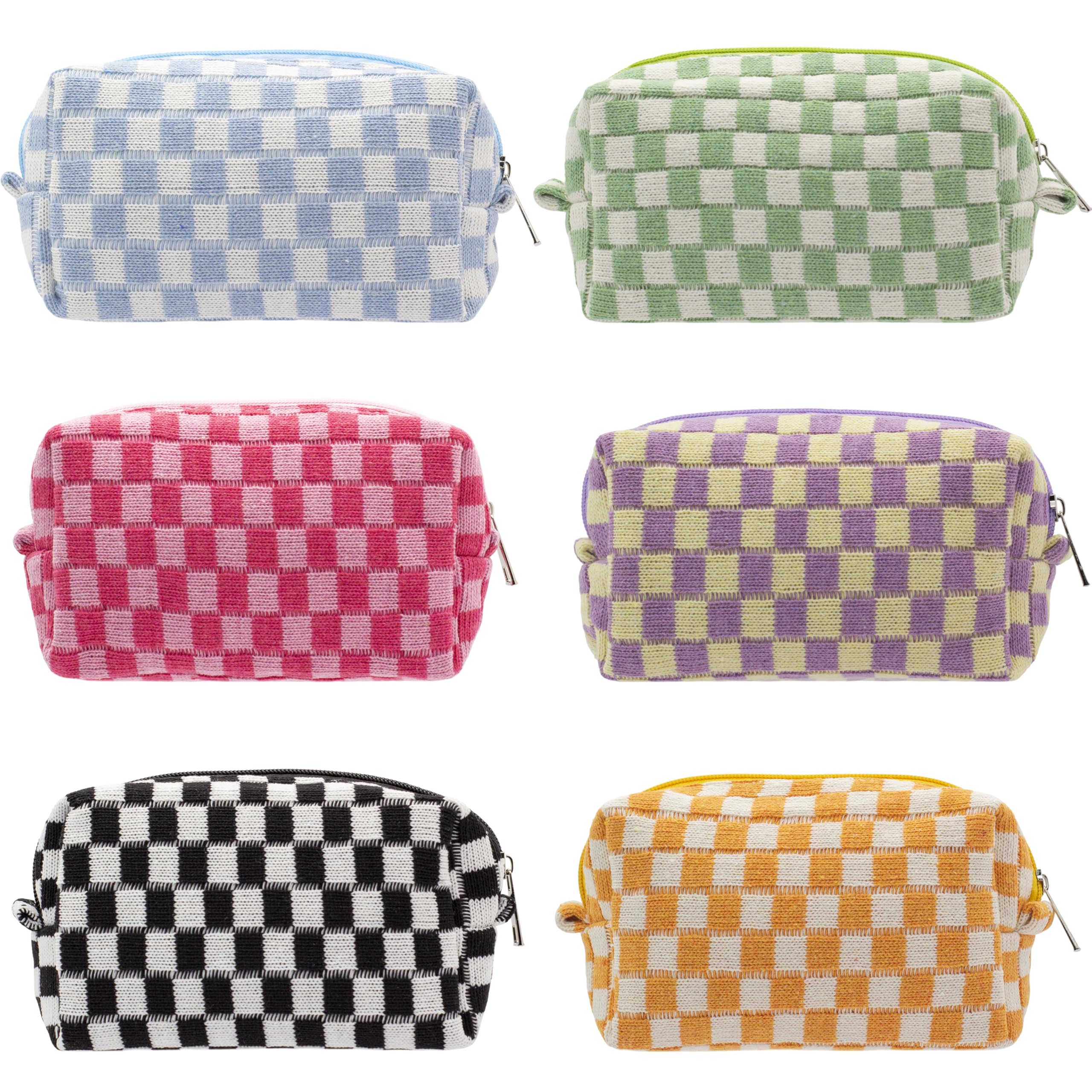 PAZIMIIK checkered makeup bag standing upright for easy access