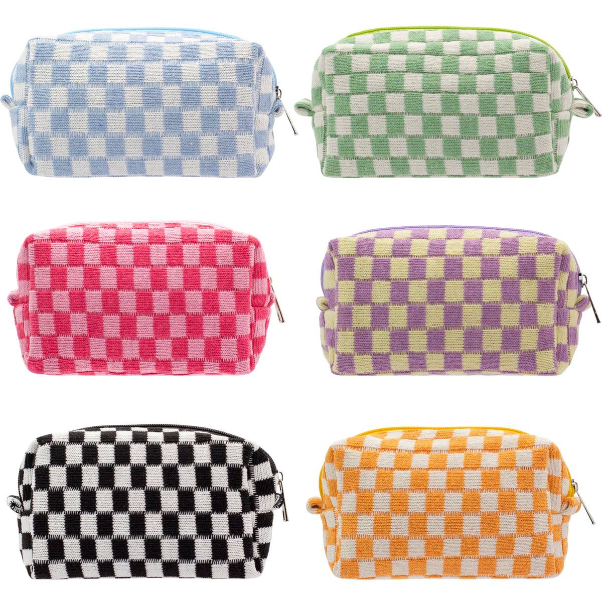 PAZIMIIK checkered makeup bag standing upright for easy access