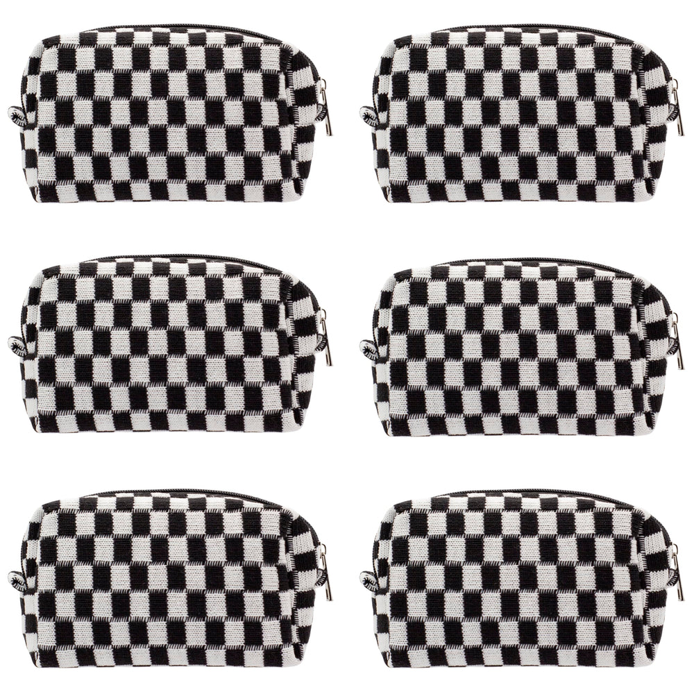 PAZIMIIK checkered makeup bag stands upright for quick access during routines.