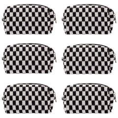 PAZIMIIK checkered makeup bag stands upright for quick access during routines.