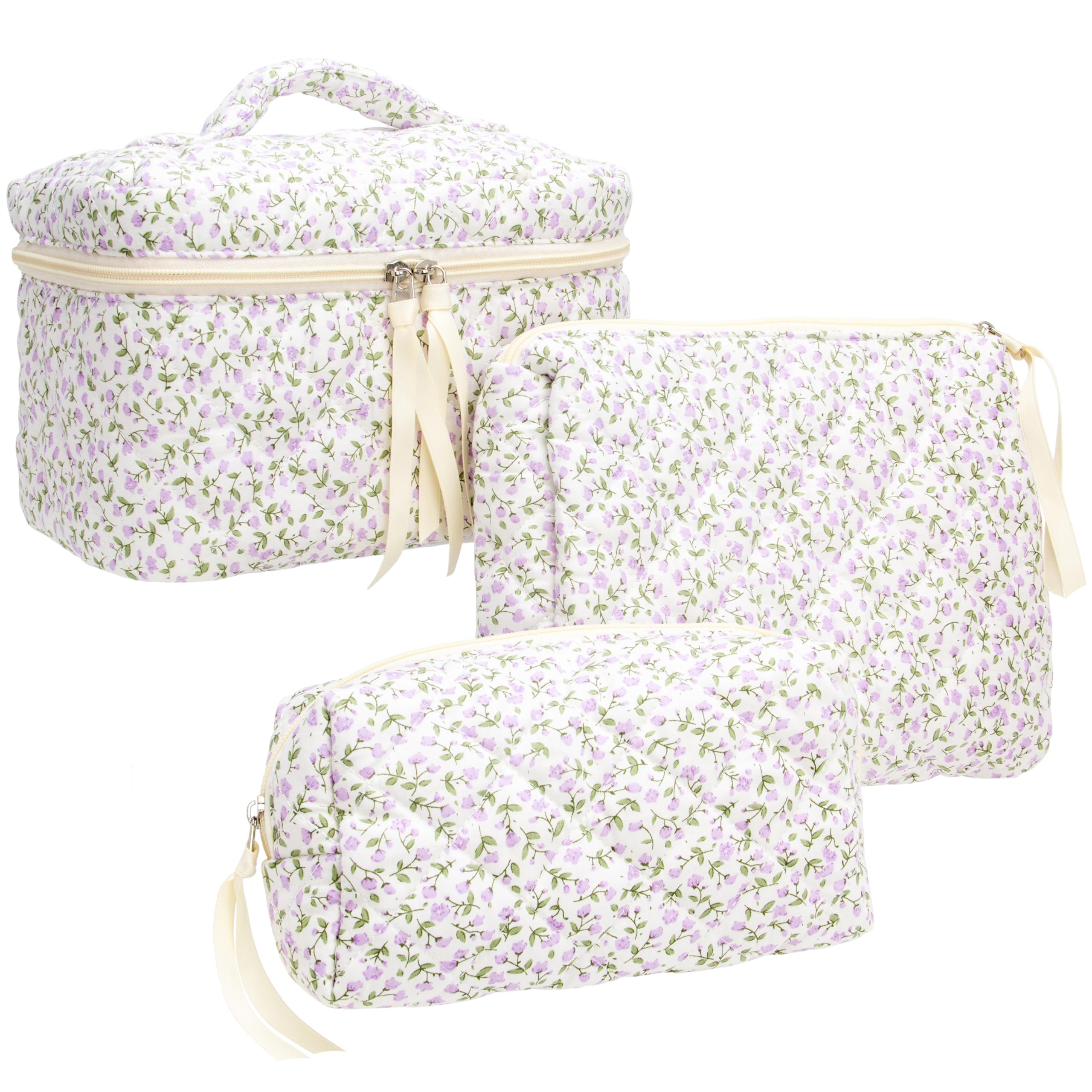 PAZIMIIK makeup bag large quilted exterior keeps cosmetics organized on the go