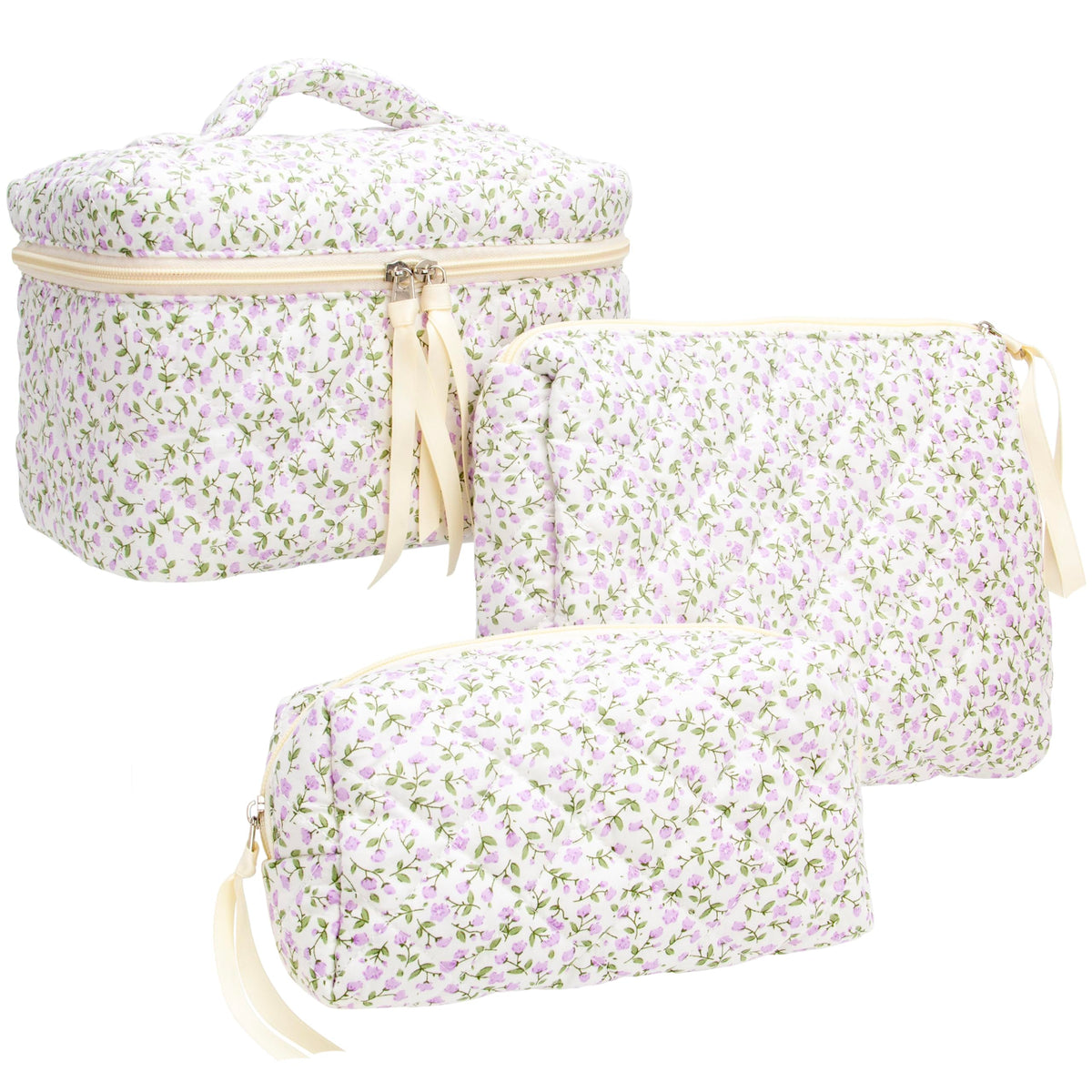 PAZIMIIK makeup bag large quilted exterior keeps cosmetics organized on the go