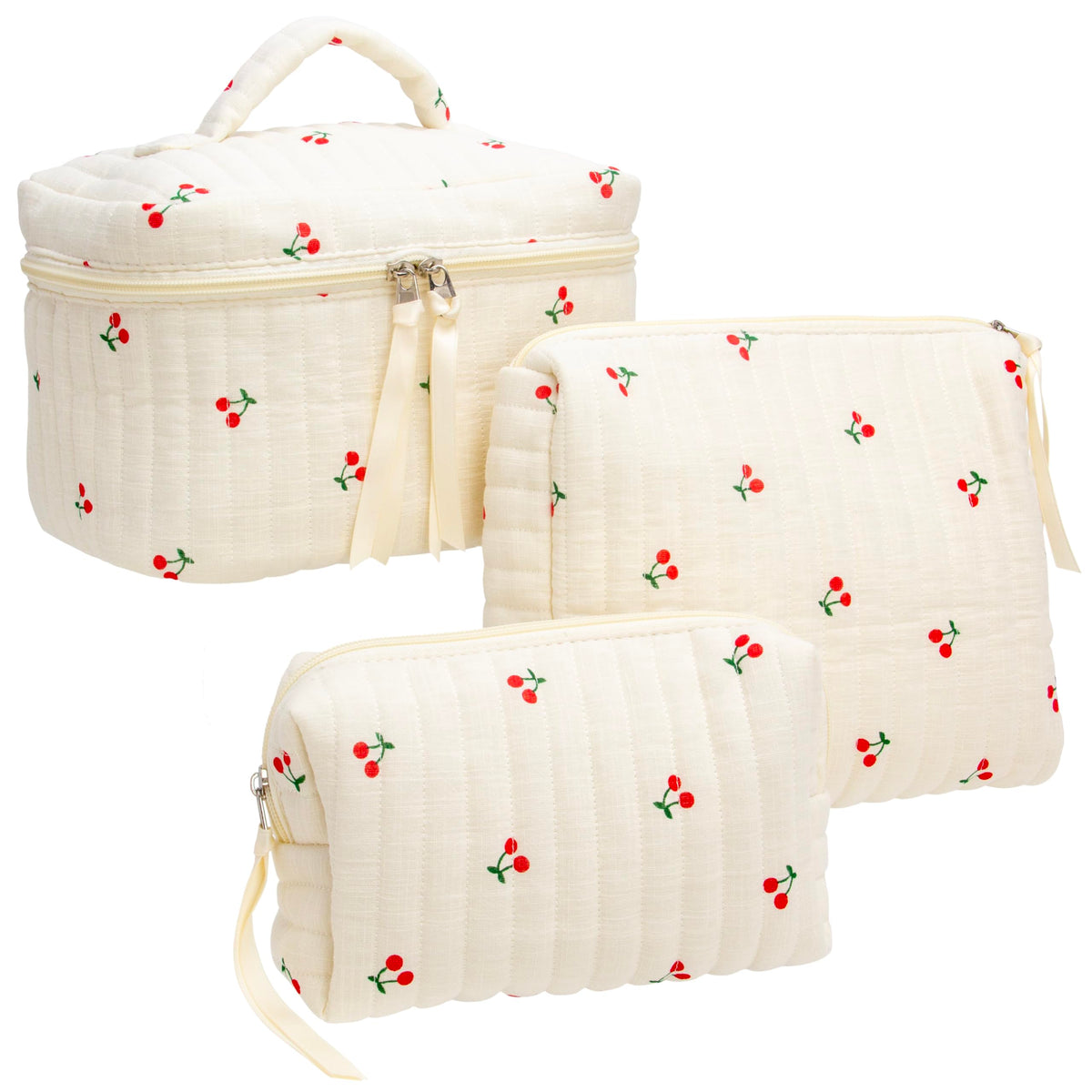 PAZIMIIK makeup bag set large quilted with spacious main compartment for cosmetics on the go