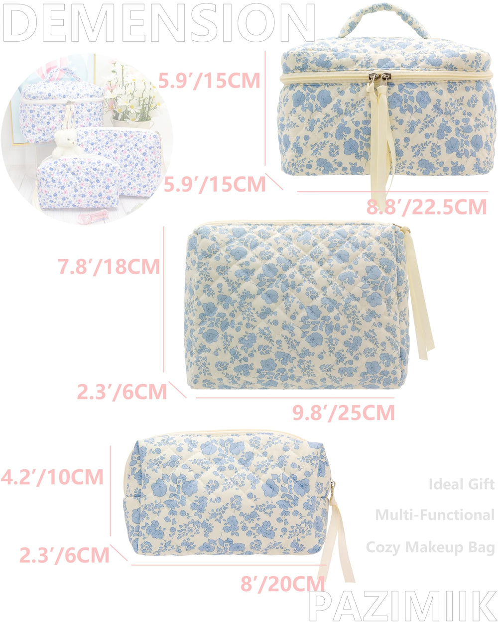 PAZIMIIK makeup bag set soft quilted texture for daily use