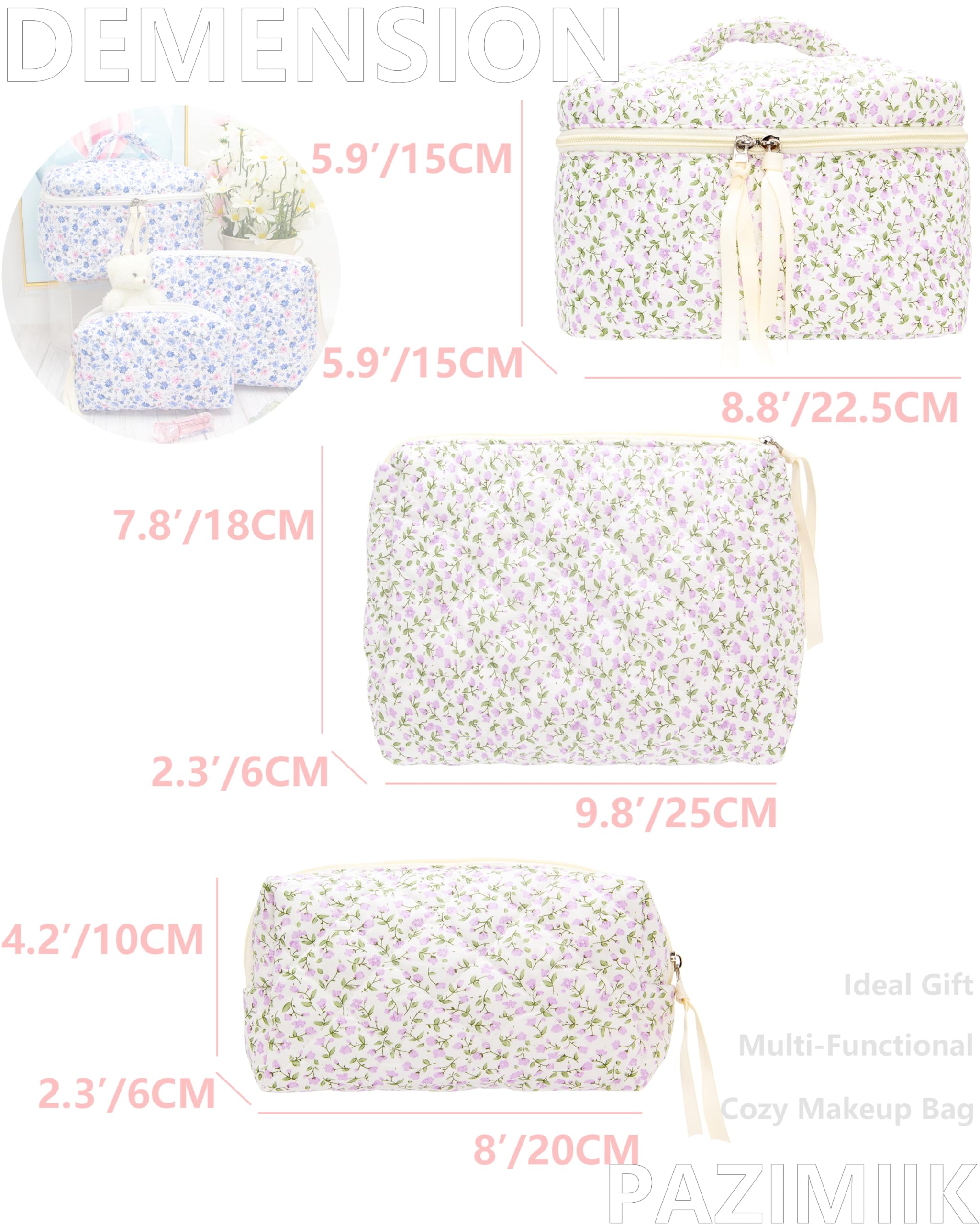 PAZIMIIK mesh-pocket interior keeps brushes and lip products sorted