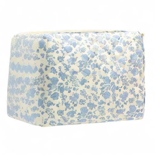 PAZIMIIK quilted makeup bag in Little Flower Blue adds vibrant style to routines