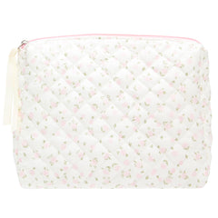 PAZIMIIK quilted makeup bag exterior in Little Flower Pink elevates luxury and organization.