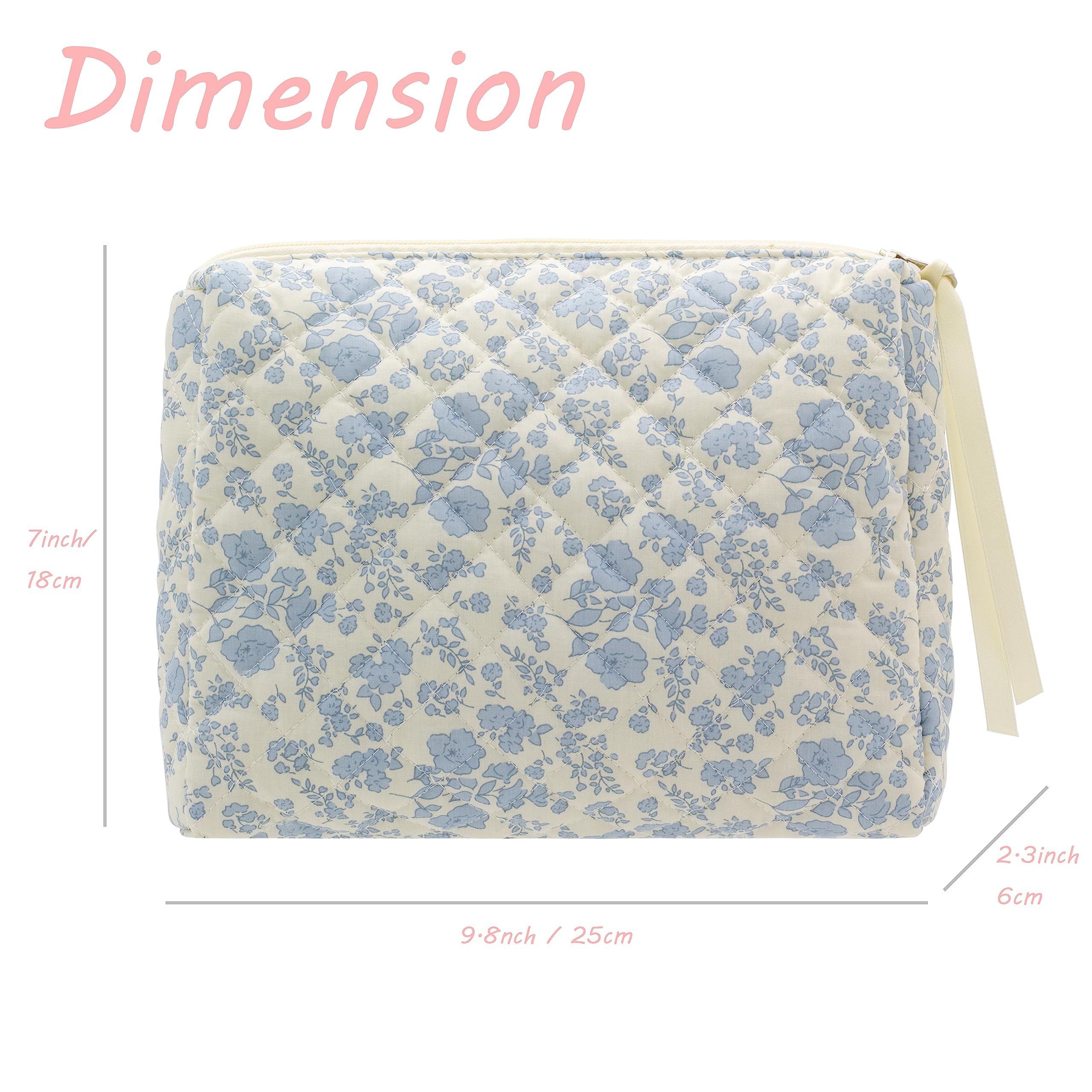 PAZIMIIK quilted makeup bag mesh pocket keeping brushes and small items sorted