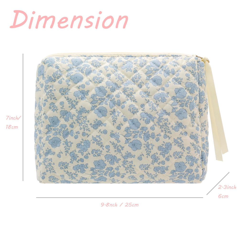 PAZIMIIK quilted makeup bag mesh pocket keeping brushes and small items sorted