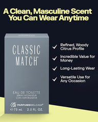 PB ParfumsBelcam Classic Match bottle angled for confident daily wear