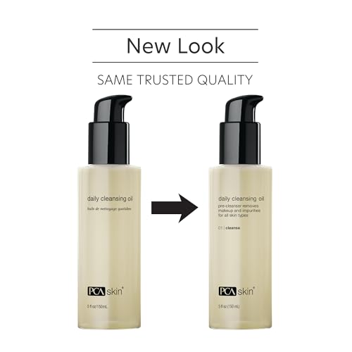 PCA SKIN Daily Cleansing Oil pump-action image shows quick, lightweight cleansing.