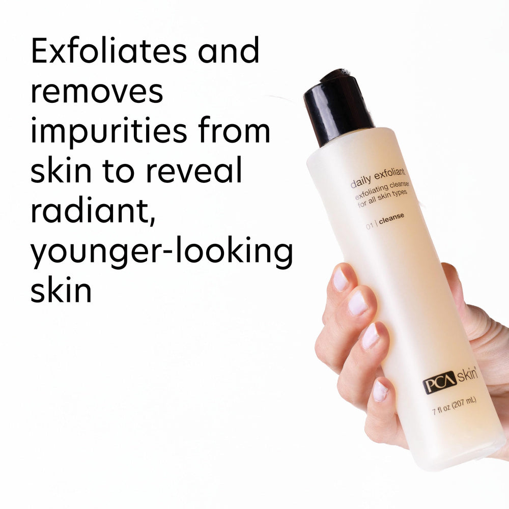 PCA SKIN Daily Face Exfoliant Cleanser texture swatch reveals fine biodegradable exfoliants.