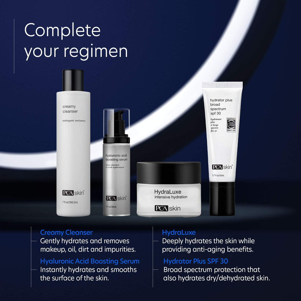 PCA SKIN Hydrator Plus SPF30 daily routine bottle on bathroom counter