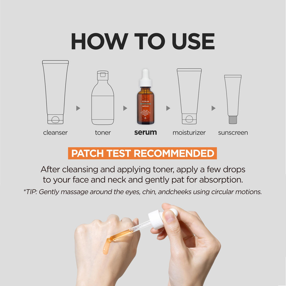 P.CALM Retinolagen Ampoule sensitive-skin-use illustrates daily-friendly application for calm balanced skin.