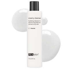 PCA SKIN Creamy Moisturizing Face Cleanser bottle showing hydrating formula for dry skin.