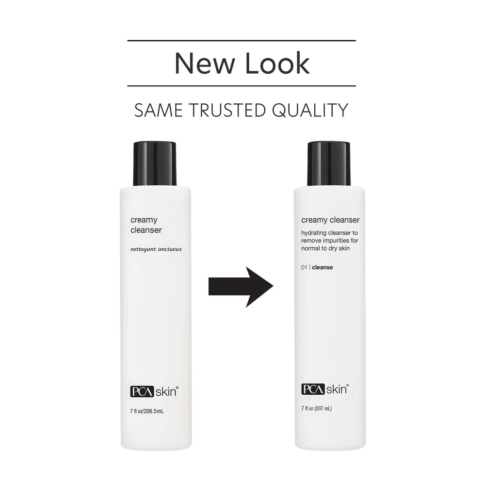 PCA SKIN Creamy Moisturizing Face Cleanser applied to damp skin for soft, hydrated results.