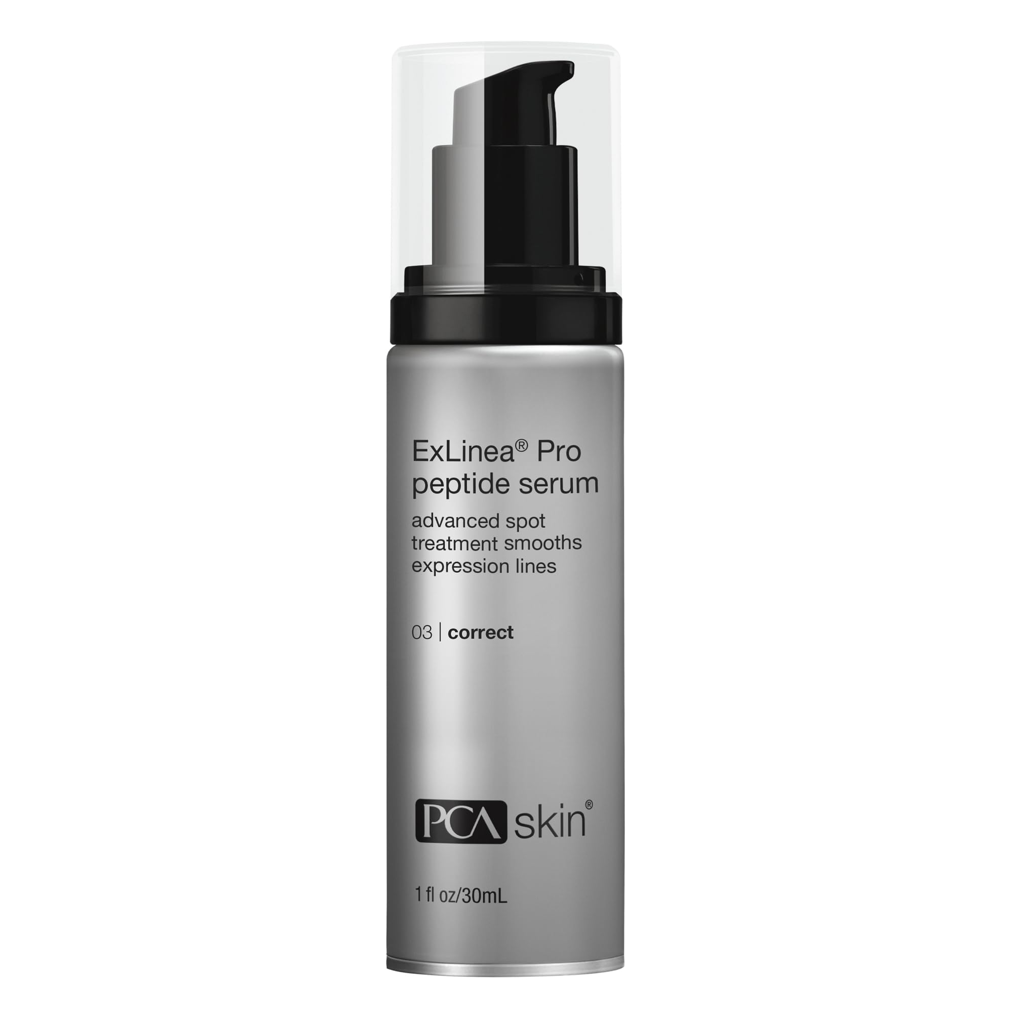 PCA SKIN ExLinea Pro Peptide Serum bottle with pump for easy daily application.