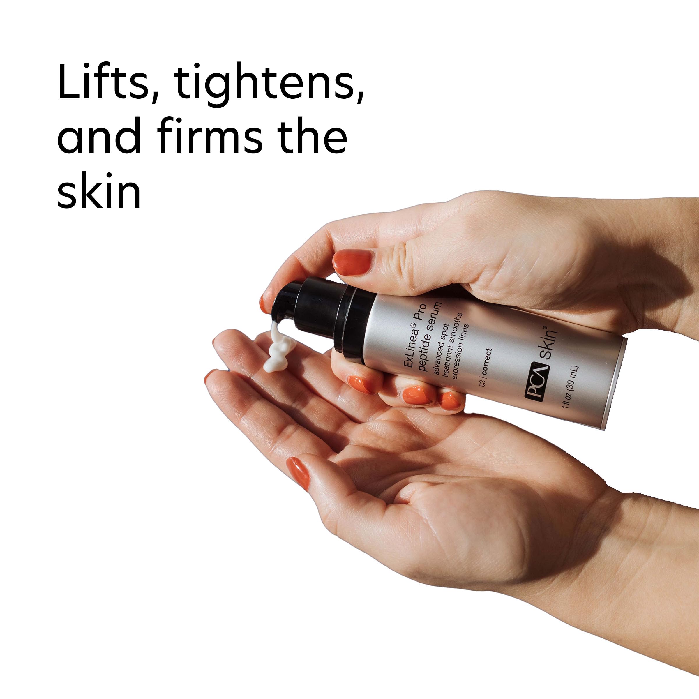 Close-up PCA SKIN ExLinea Pro label emphasizing peptide formula for anti-aging support.