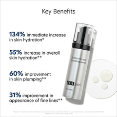 PCA SKIN Hyaluronic Acid Serum application routine captured with serene skincare moment.