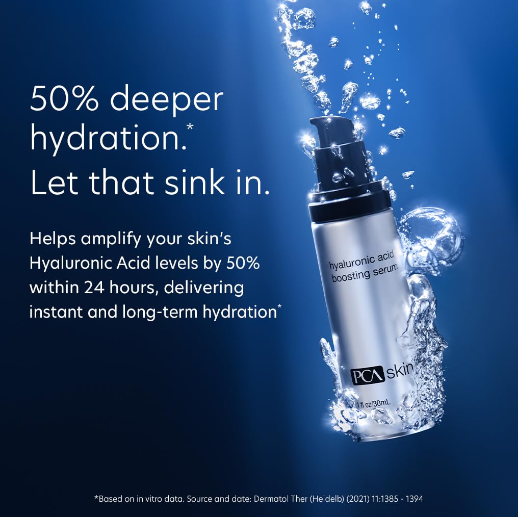 PCA SKIN Hyaluronic Acid Serum apply-on-face demonstrates daily nourishing routine.
