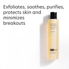 PCA SKIN Hydrating Face Wash foaming lather demonstrates effective makeup and oil removal for clarity.