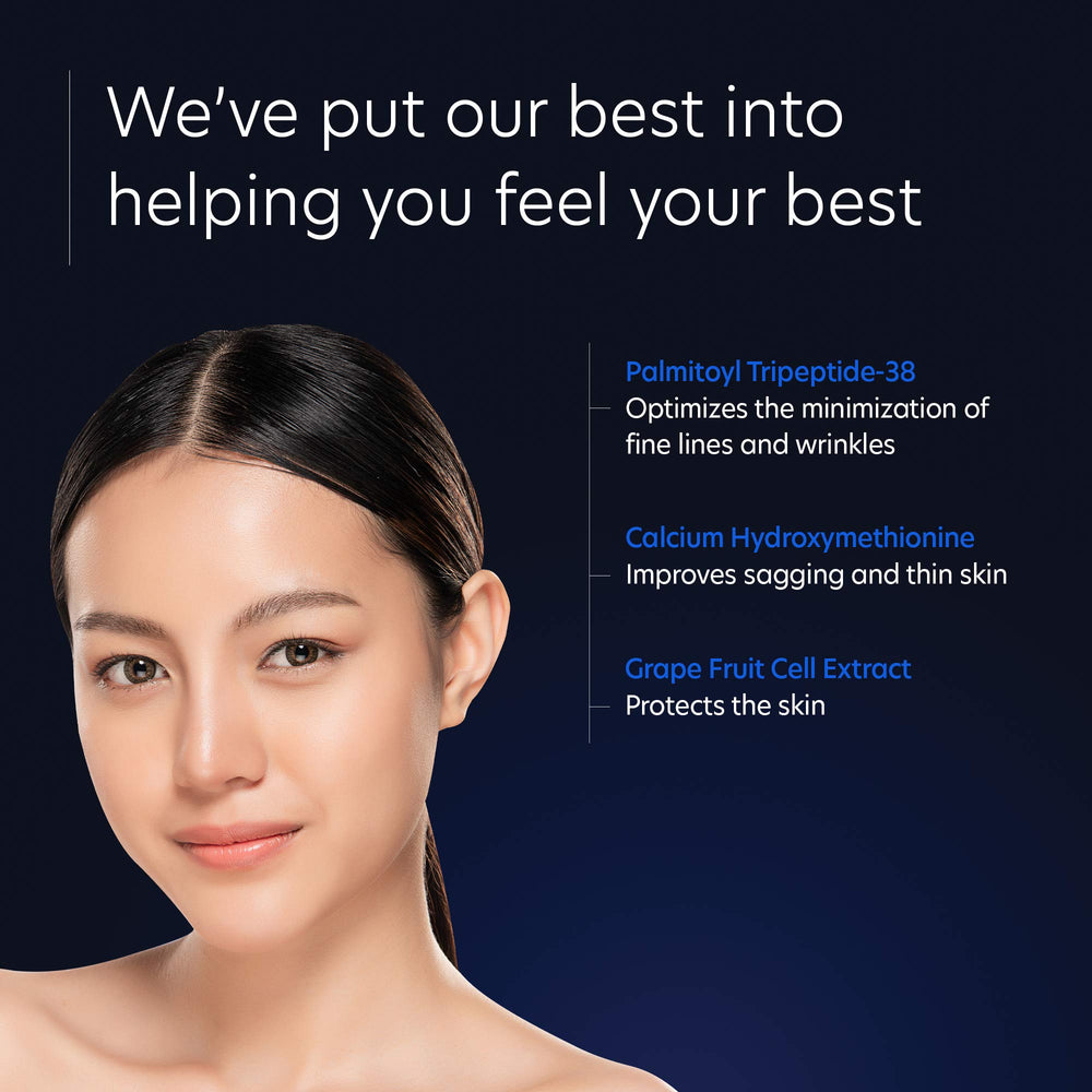 PCA SKIN perfecting neck-chest firming cream application upward motion for lifted effect.