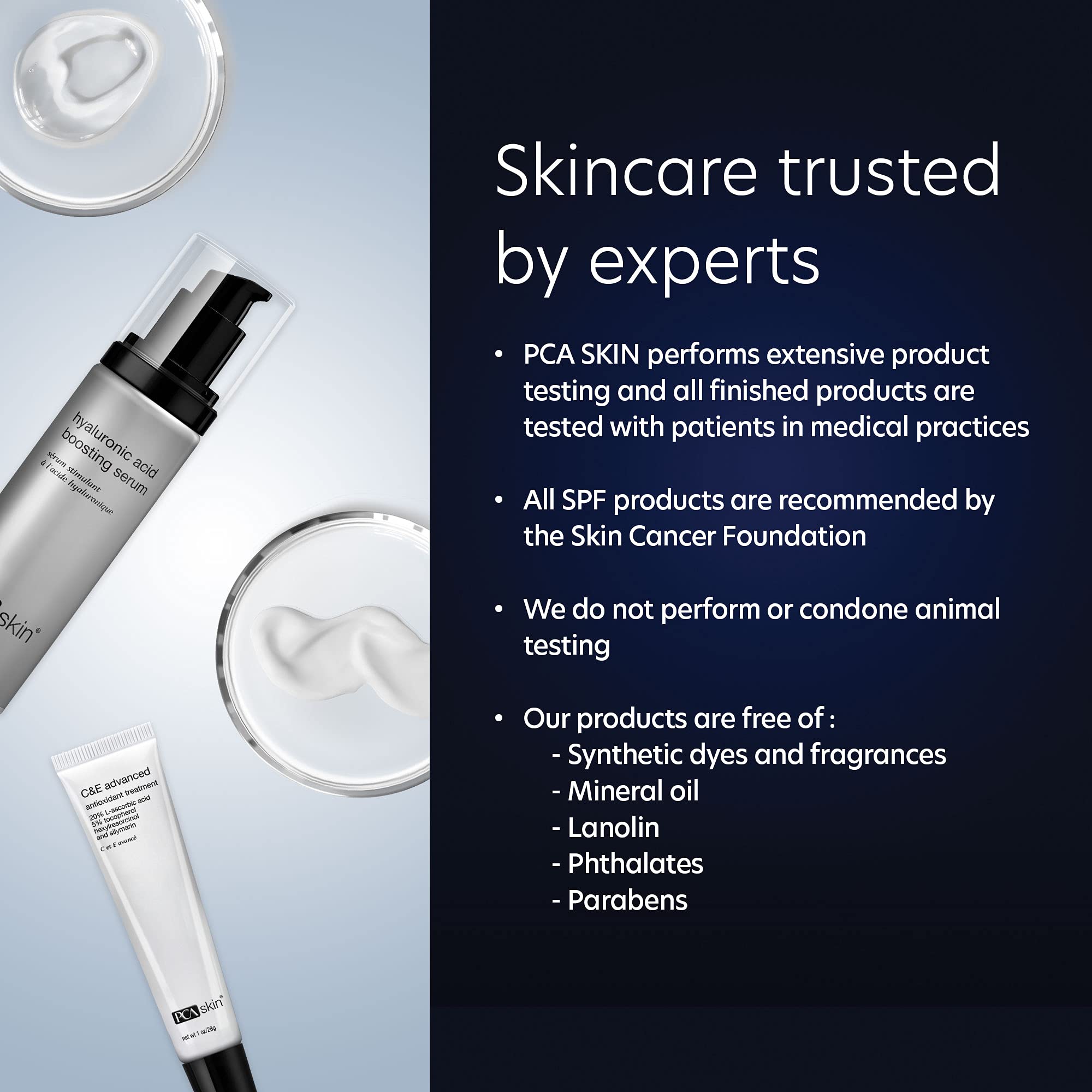 PCA SKIN perfecting neck-chest firming cream packaging box with product details.