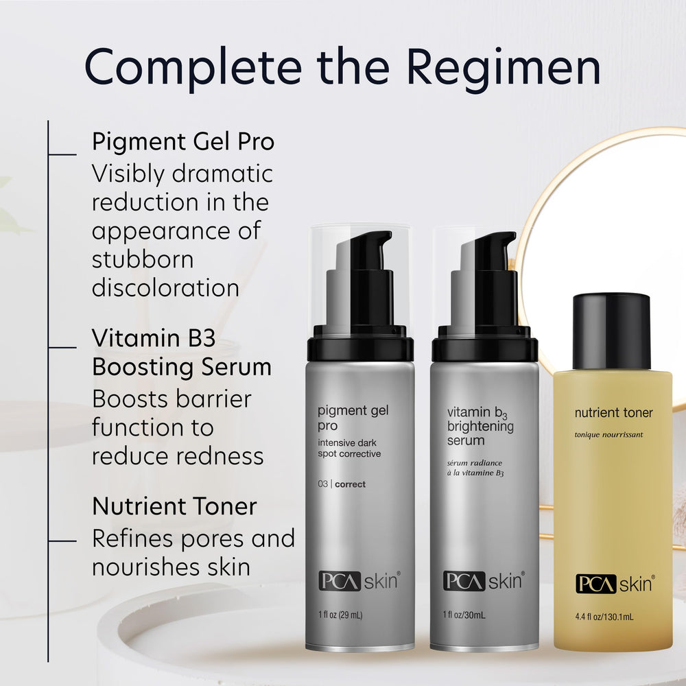 PCA SKIN Pigment Gel Pro antioxidants highlight protective benefits.