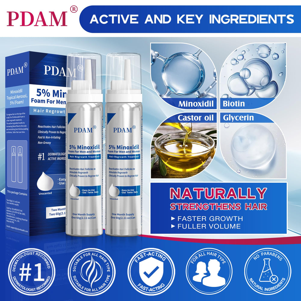 Pdam Minoxidil foam non-greasy-absorption delivers a clean feel after application.