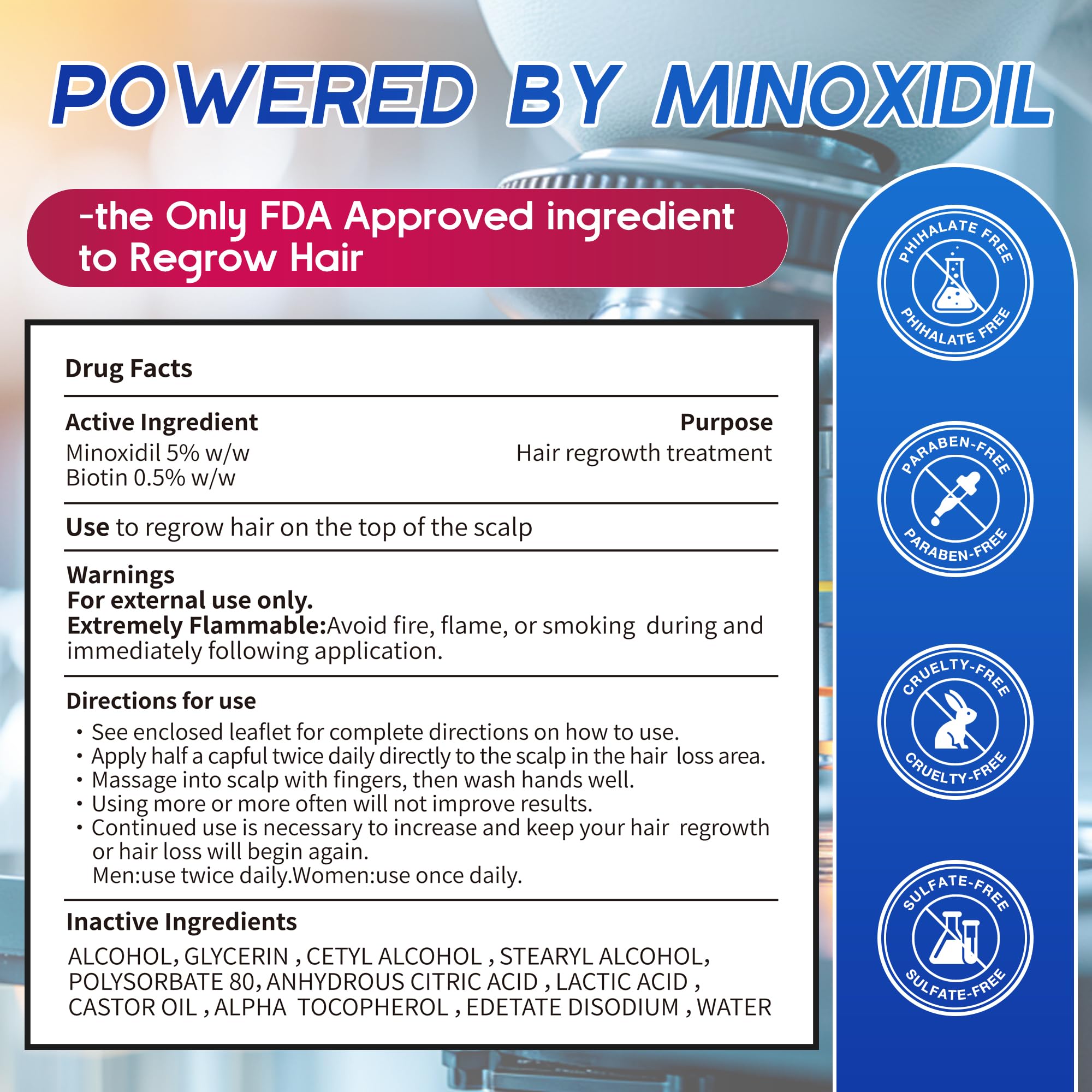 Pdam Minoxidil foam two-month-supply provides ongoing treatment.