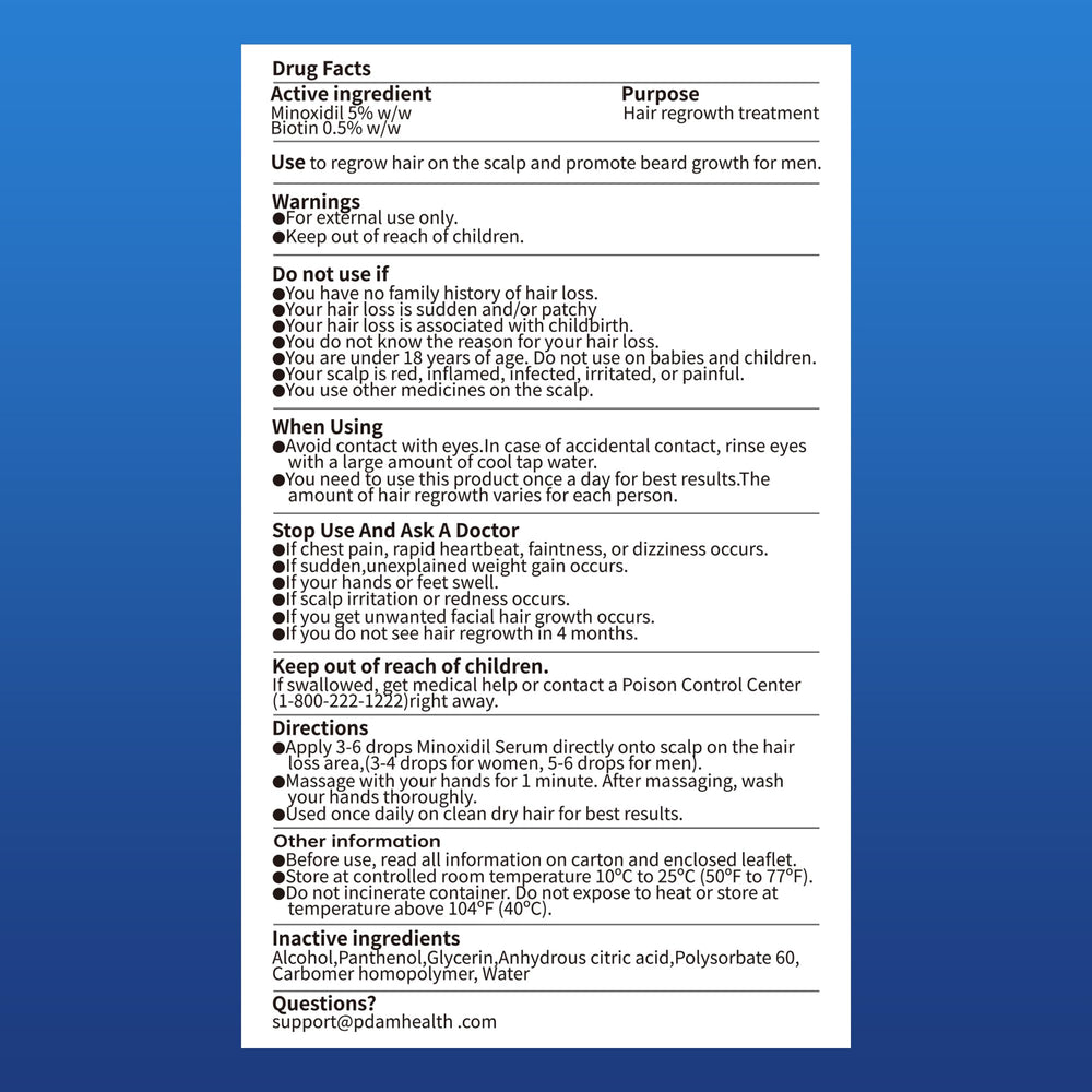 Pdam Minoxidil product box with instructions