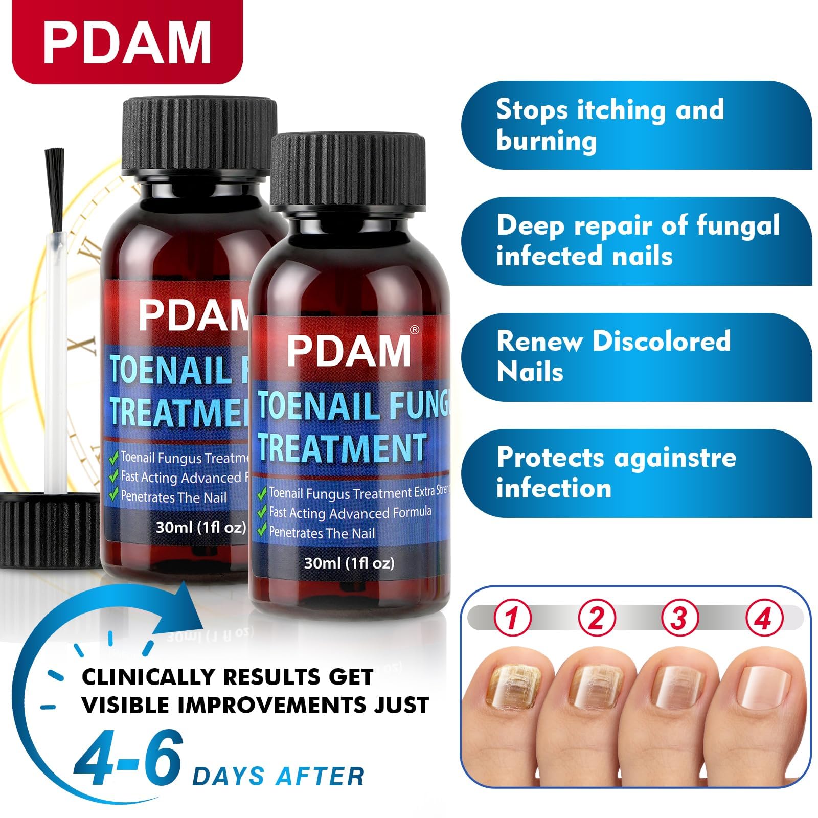 PDAM nail-strengthener-growth liquid dropper—promotes stronger nails and healthier growth.