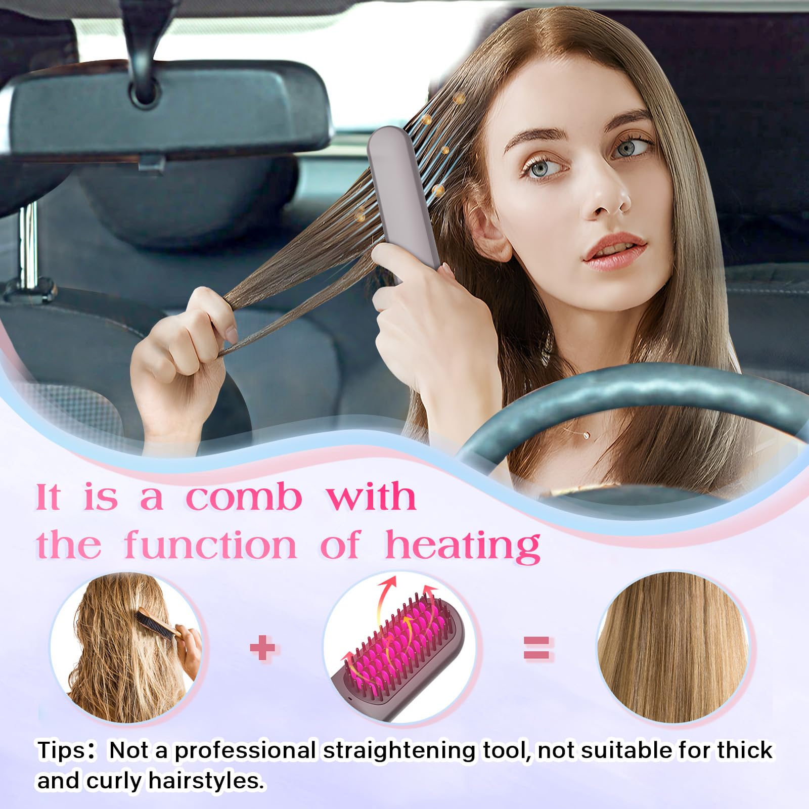PDGROW Hair Straightener Brush in use delivering smooth, straight results.
