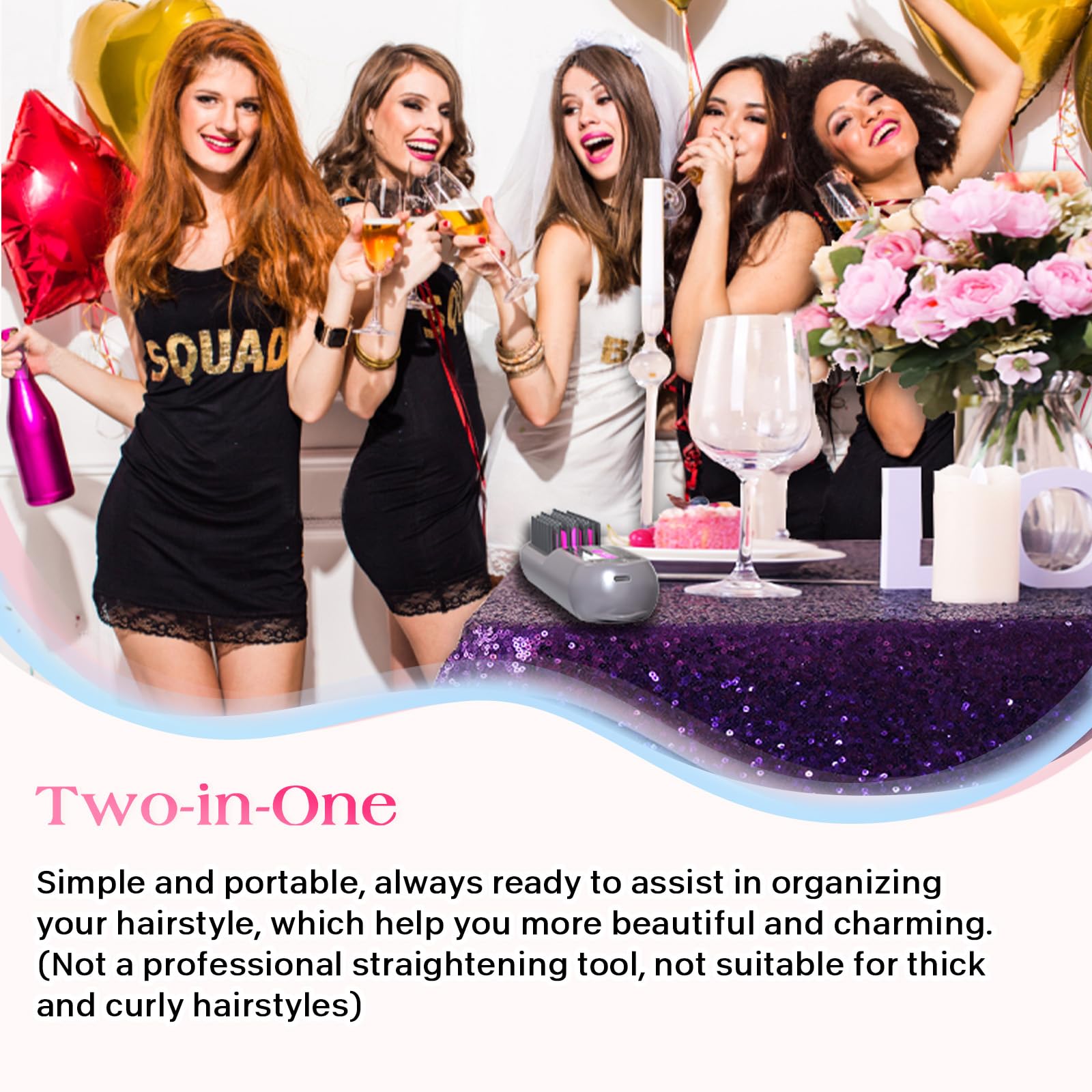 PDGROW Hair Straightener Brush travel-compact design fits in bags for quick touch-ups.