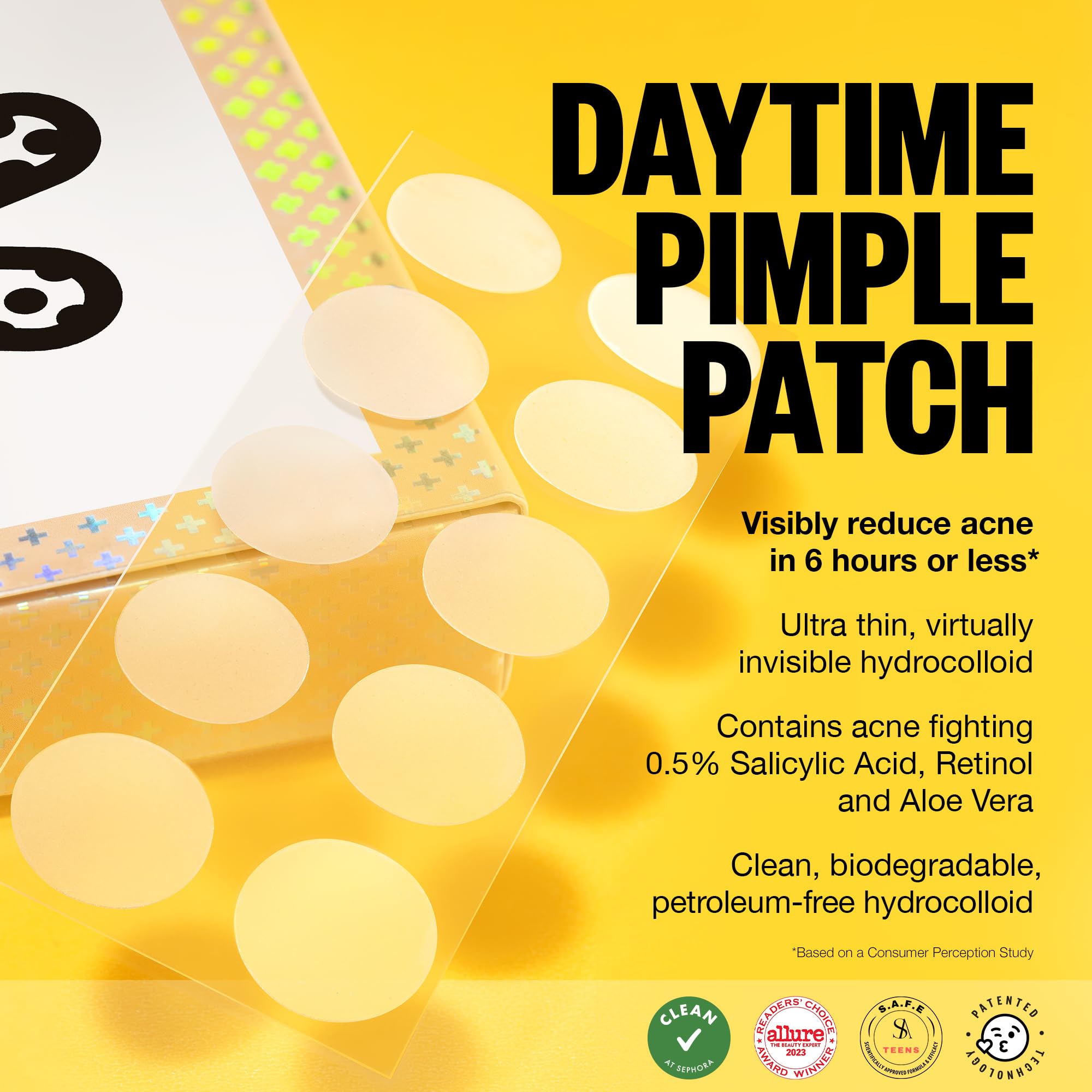 Peace Out Acne Day Dot patch on skin with even tone and subtle finish