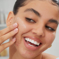 Peace Out Acne Serum pump-action demonstrates quick, easy daily application for acne care