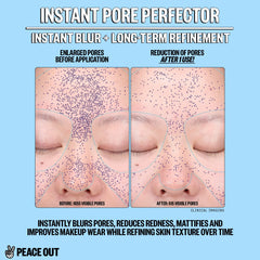 PEACE OUT Instant Pore Perfector green tint visible on skin to color-correct redness.