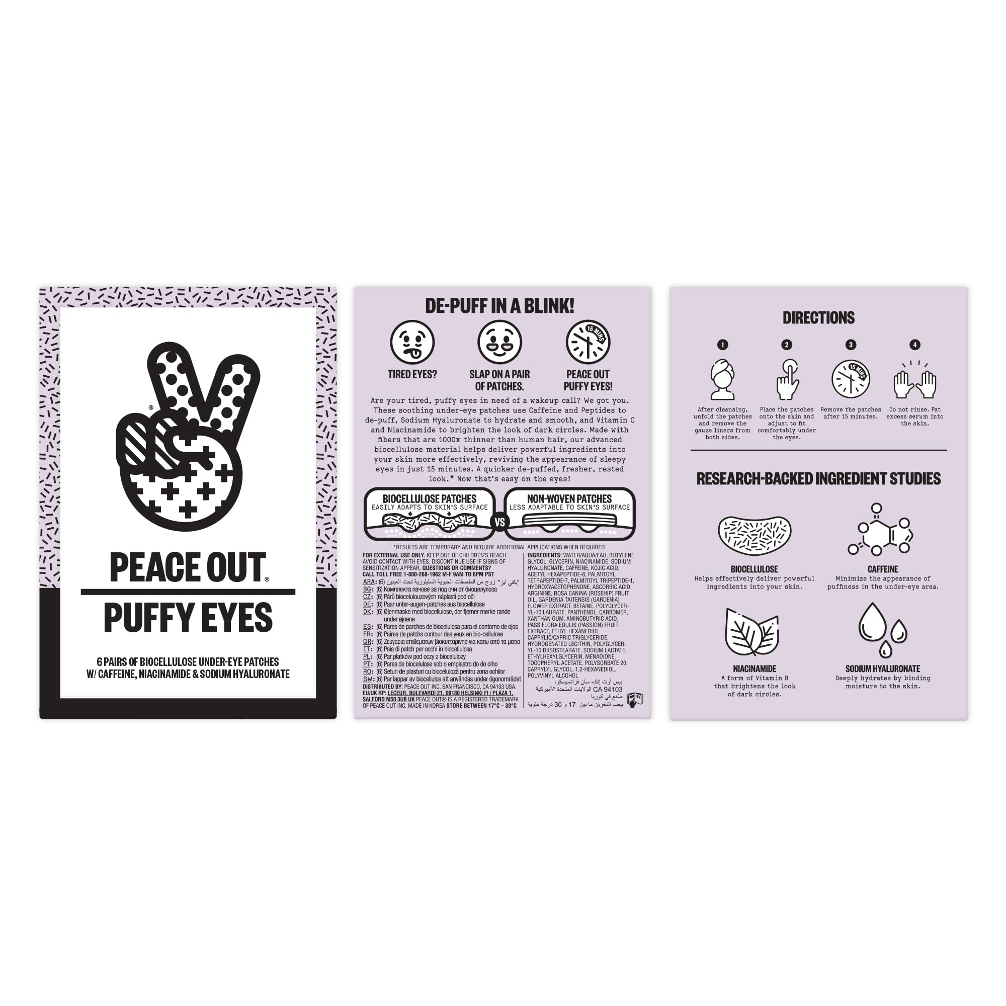 Peace Out Puffy Eyes serum-dispense shown for easy application and effective distribution.