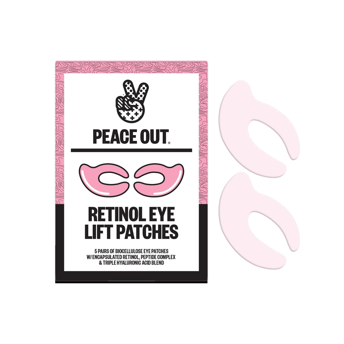 PEACE OUT Retinol Eye Lift Patches packaging demonstrates clean beauty routine benefits