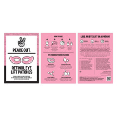 PEACE OUT Retinol Eye Lift Patches being applied under the eyes for easy use
