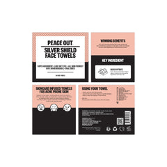 PEACE OUT Silver Shield Face Towels fragrance-free close-up for gentle, controlled drying.