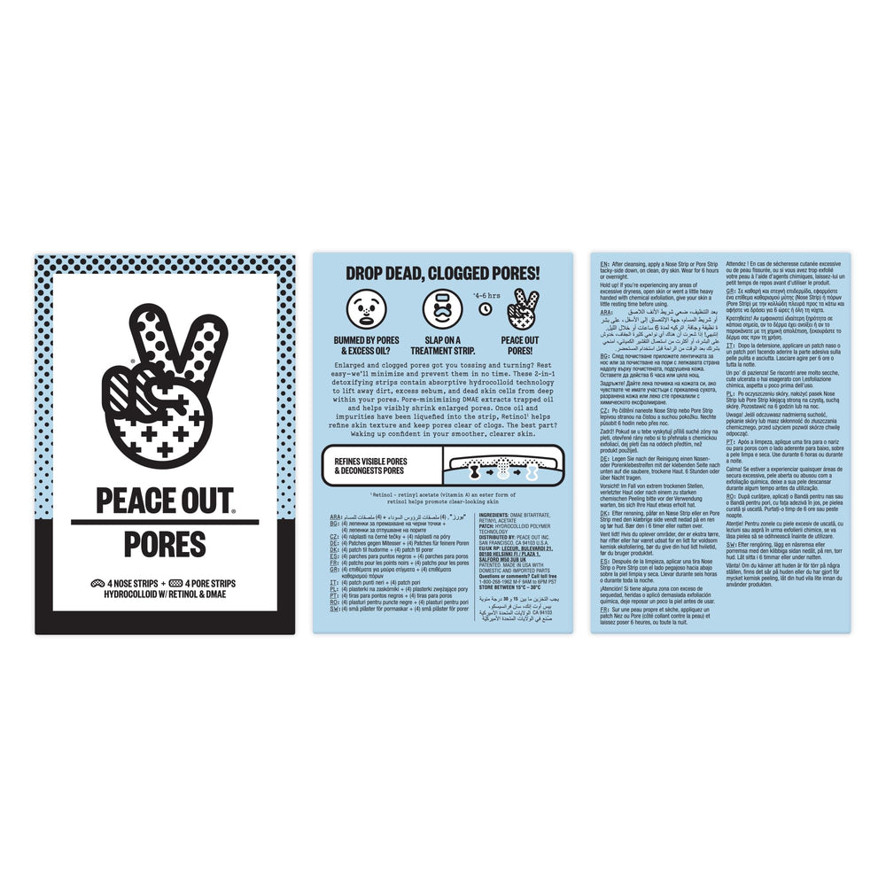 Peace Out Skincare nose strip on nose demonstrates targeted pore refinement