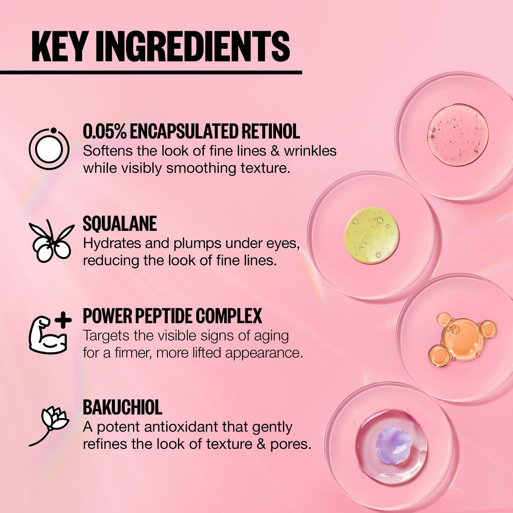 Vegan squalane and astaxanthin ingredients highlighted for Peace Out eye stick