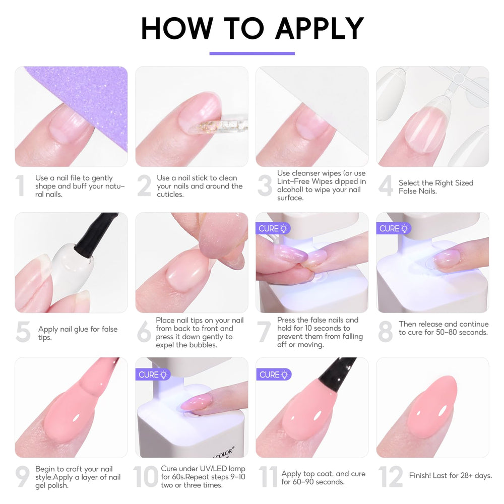 PEACECOLOR almond tip pack includes 12 sizes for precise fit