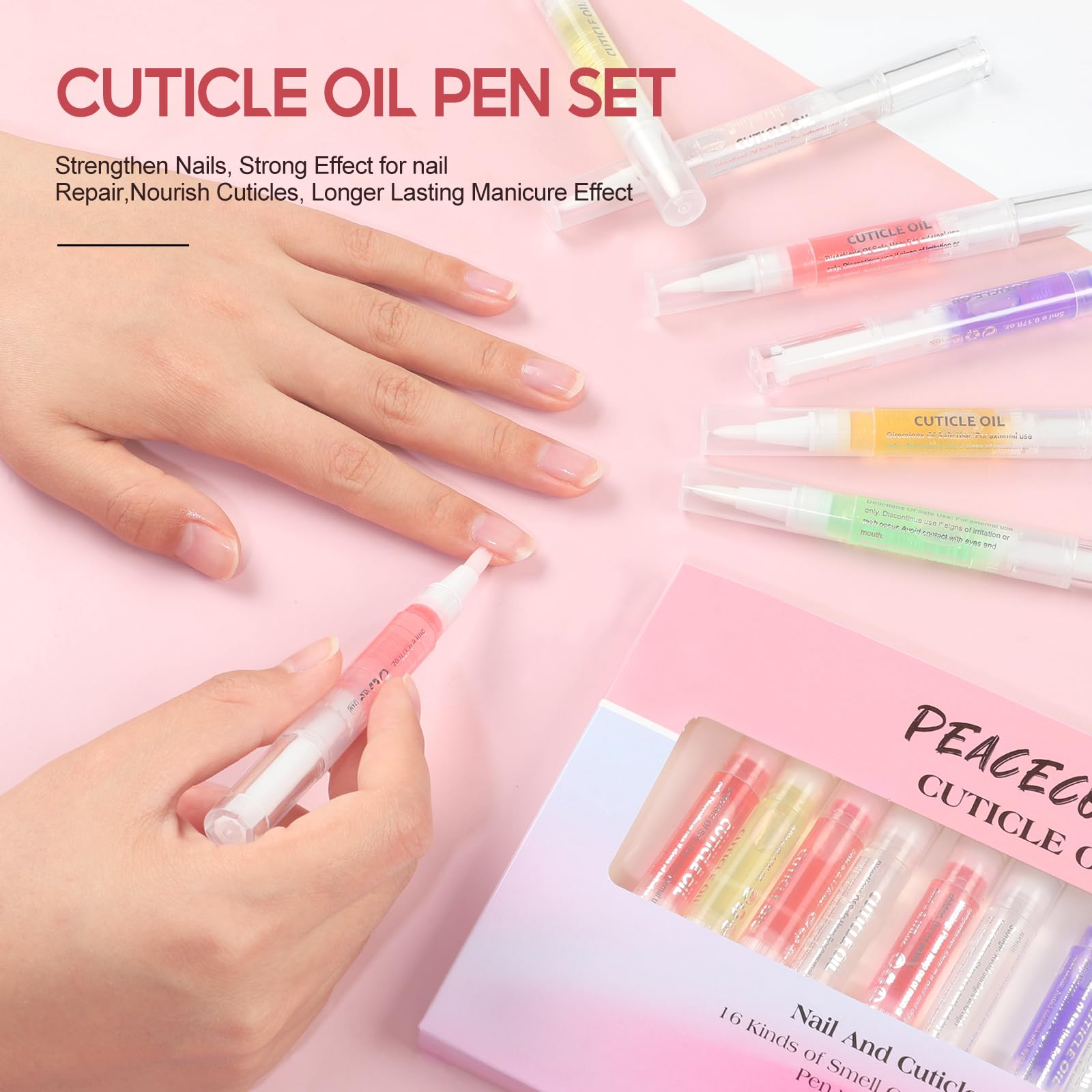 Peacecolor cuticle oil pen’s portable design fits cosmetic bags for quick maintenance.