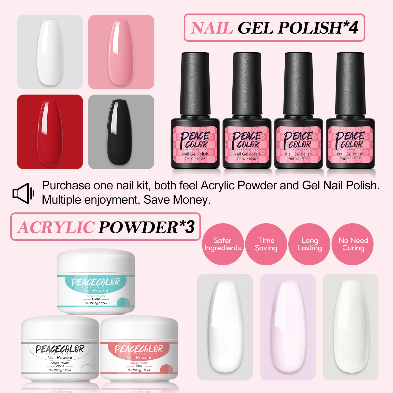 Peacecolor nail drill multi-function features seven bits for precise prep and cleanup.