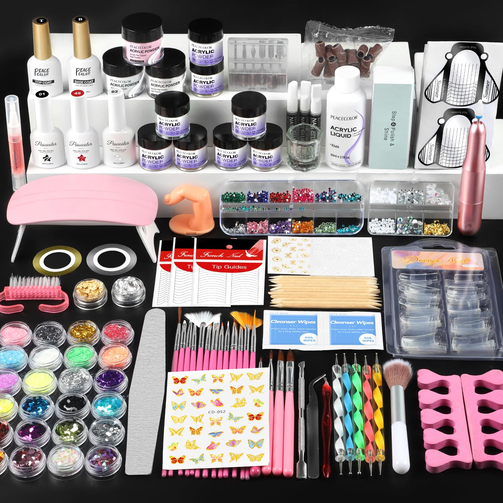 PEACECOLOR 100 nail tips for customizable lengths.