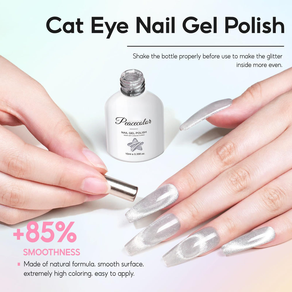 PEACECOLOR glitter top coat for luxe golden sparkle.