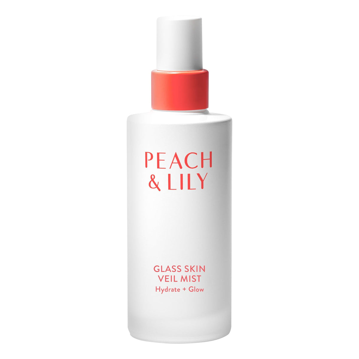 Peach & Lily Glass Skin Veil Mist bottle with sprayer delivering weightless hydration.